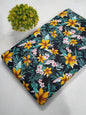 Black Tropical Floral Screen Print Pure Cotton Fabric From Tulsi Prints