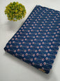 Navy Blue Floral Screen Print Pure Cotton Fabric From Tulsi Prints