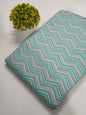 Mint Green Zigzag Screen Print Pure Cotton Fabric From Tulsi Prints