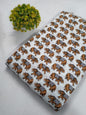 Brown Elephant Motif Screen Print Pure Cotton Fabric From Tulsi Prints