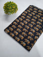 Navy Blue Elephant Motif Screen Print Pure Cotton Fabric From Tulsi Prints
