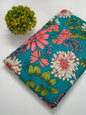 Turquoise Floral Screen Print Pure Cotton Fabric From Tulsi Prints