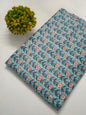 Turquoise Floral Screen Print Pure Cotton Fabric From Tulsi Prints
