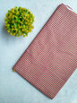 Maroon and Cream Striped Sanganeri Block Print Cotton Fabric From Tulsi Prints