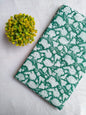 Green Floral Sanganeri Hand Block Print Cotton Fabric From Tulsi Prints