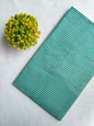 Teal Striped Jaipuri Block Print Cotton Fabric From Tulsi Prints