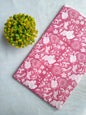 Pink Floral Sanganeri Block Print Pure Cotton Fabric From Tulsi Prints