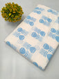 Light Blue Floral Screen Print Pure Cotton Fabric From Tulsi Prints