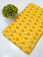 Yellow Geometric Ikat Screen Print Pure Cotton Fabric From Tulsi Prints