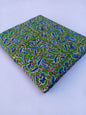 Green with Blue Floral Pure Cotton Hand Block Printed Fabric - JBR53