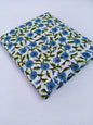 Blue Floral Sanganeri Hand Block Print Cotton Fabric From Tulsi Prints