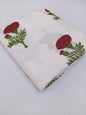 White Red Floral Hand Block Print Pure Cotton Fabric From Tulsi Prints