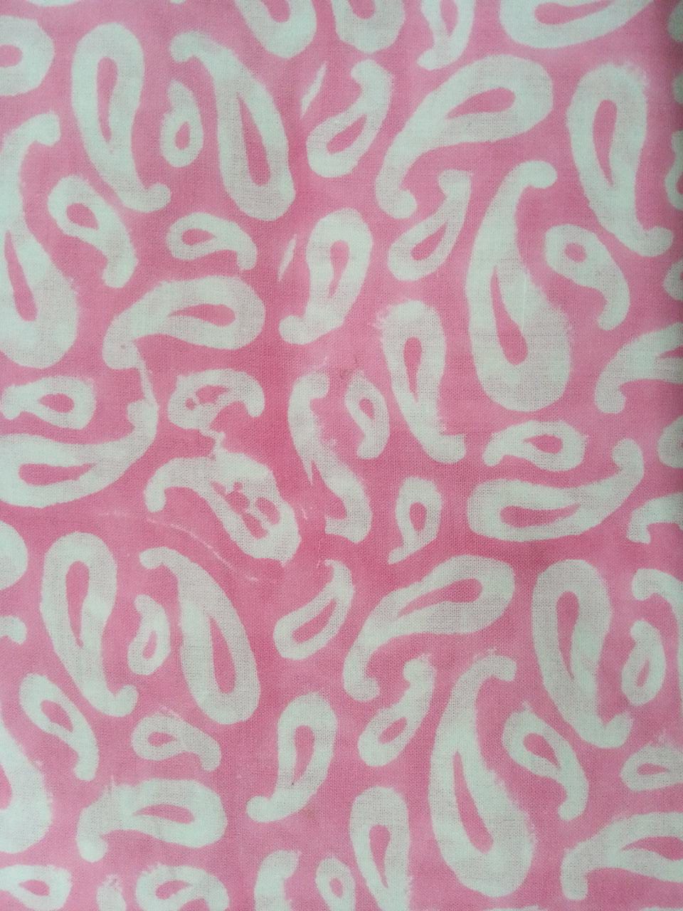 Pink Paisley Pattern Hand Block Printed Pure Cotton Fabric - JBR13
