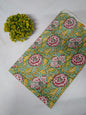 Green Floral Sanganeri Block Print Pure Cotton Fabric From Tulsi Prints