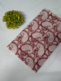 Maroon Paisley Sanganeri Block Print Pure Cotton Fabric From Tulsi Prints