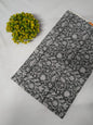 Grey Floral Sanganeri Block Print Pure Cotton Fabric From Tulsi Prints