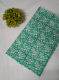 Green Floral Sanganeri Hand Block Print Cotton Fabric From Tulsi Prints