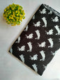 Black Rabbit Motif Screen Print Pure Cotton Fabric From Tulsi Prints