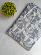 Grey Botanical Leaf Screen Print Pure Cotton Fabric From Tulsi Prints