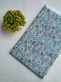 Grey Blue Floral Vine Sanganeri Hand Block Print Pure Cotton Fabric From Tulsi Prints