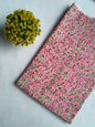 Pink Floral Sanganeri Hand Block Print Cotton Fabric From Tulsi Prints