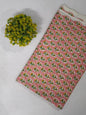 Pink Floral Paisley Sanganeri Block Print Pure Cotton Fabric From Tulsi Prints