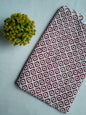 White Red Geometric Sanganeri Block Print Pure Cotton Fabric From Tulsi Prints