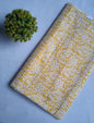 Yellow Floral Sanganeri Block Print Pure Cotton Fabric From Tulsi Prints