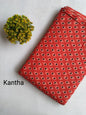 Red Kantha Motif Screen Print Pure Cotton Fabric From Tulsi Prints