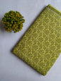 Olive Green Floral Vine Screen Print Pure Cotton Fabric From Tulsi Prints