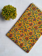 Yellow Floral Sanganeri Hand Block Print Cotton Fabric From Tulsi Prints