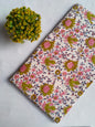 Pink Floral Sanganeri Hand Block Print Cotton Fabric From Tulsi Prints