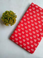 Red Paisley Motif Screen Print Pure Cotton Fabric From Tulsi Prints