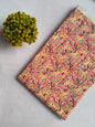 Peach Floral Sanganeri Hand Block Print Cotton Fabric From Tulsi Prints