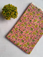 Pink Floral Sanganeri Hand Block Print Cotton Fabric From Tulsi Prints