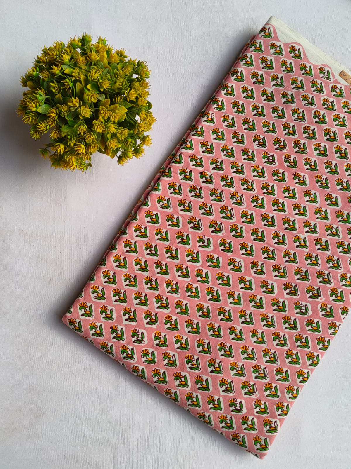 Pink Floral Sanganeri Block Print Pure Cotton Fabric From Tulsi Prints