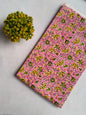 Pink Floral Sanganeri Hand Block Print Cotton Fabric From Tulsi Prints