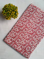 Red Floral Sanganeri Hand Block Print Cotton Fabric From Tulsi Prints