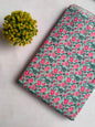 Teal Floral Screen Print Pure Cotton Fabric From Tulsi Prints