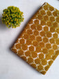 Mustard Yellow Leaf Motif Screen Print Pure Cotton Fabric From Tulsi Prints