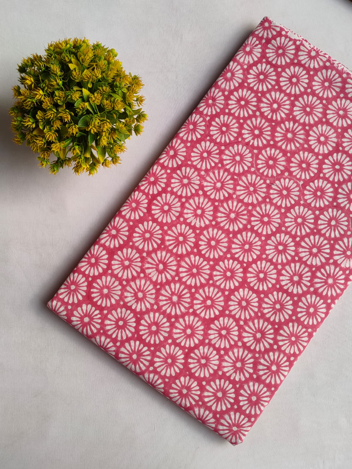 Pink Floral Sanganeri Block Print Pure Cotton Fabric From Tulsi Prints