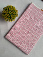 White and Pink Wavy Geometric Jaipuri Block Print Pure Cotton Fabric From Tulsi Prints