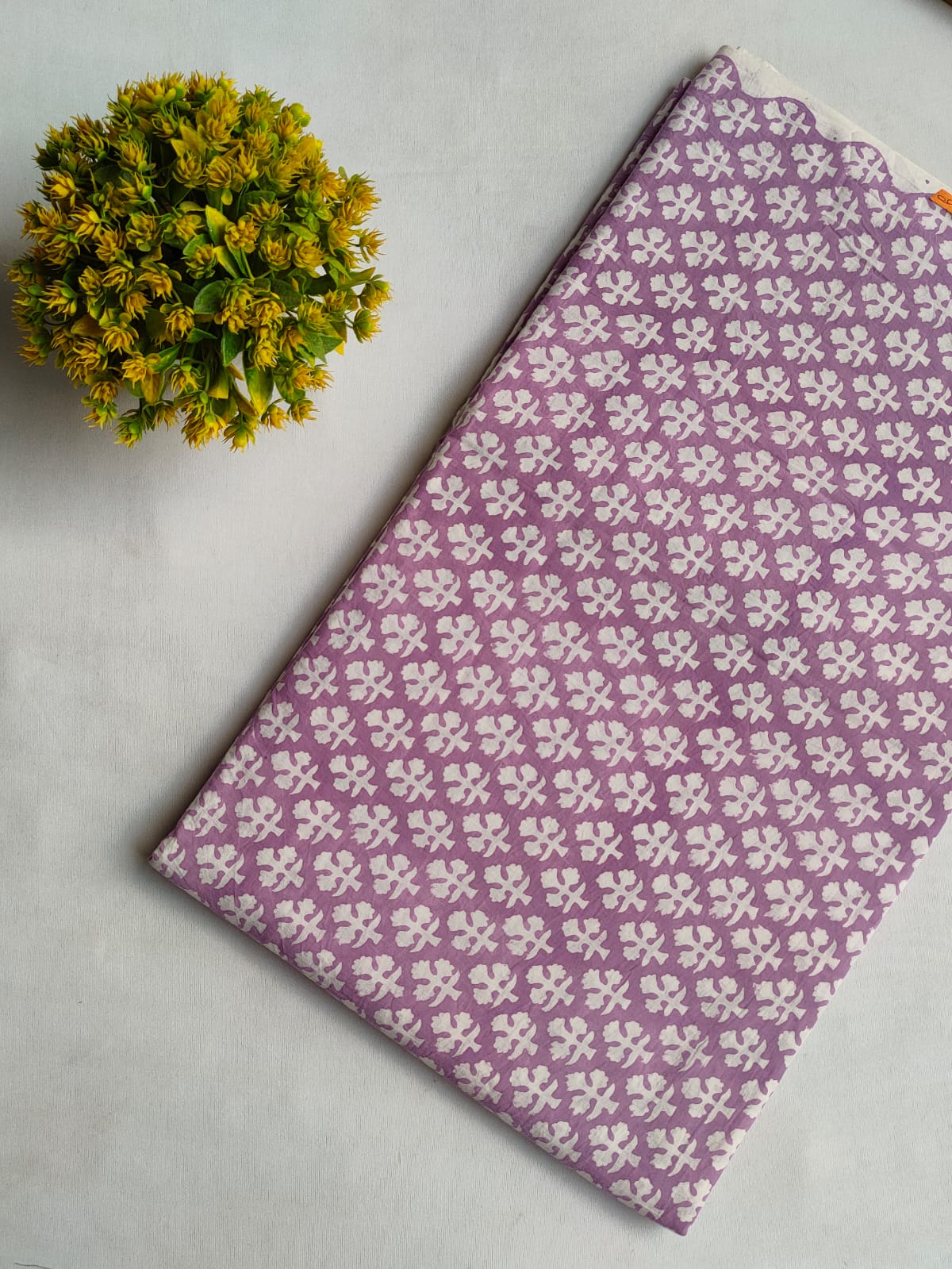 Purple Floral Sanganeri Block Print Pure Cotton Fabric From Tulsi Prints