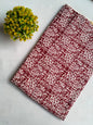 Red Floral Sanganeri Hand Block Print Pure Cotton Fabric From Tulsi Prints