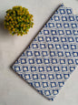 Blue Geometric Jaipuri Block Print Cotton Fabric From Tulsi Prints
