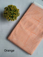 Orange Striped Sanganeri Block Print Pure Cotton Fabric From Tulsi Prints