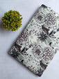 Off White Large Floral Screen Print Pure Cotton Fabric From Tulsi Prints