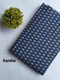 Navy Blue Paisley Kantha Screen Print Pure Cotton Fabric From Tulsi Prints