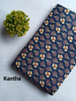 Navy Blue Floral Boota Screen Print Pure Cotton Fabric From Tulsi Prints