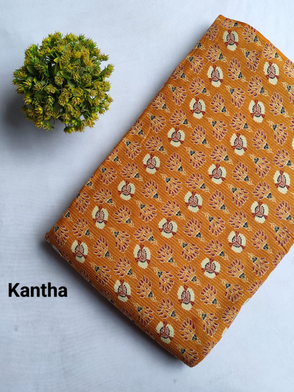 Mustard Yellow Peacock Motif Screen Print Pure Cotton Fabric From Tulsi Prints